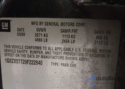 2009 Saturn Aura Xr z USA, uszkodzony, nr VIN 1G8ZX57729F222840